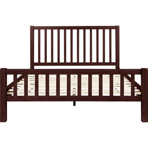 HomeRoots Brown Slat Back Solid Wood King Bed Frame – Durable Pine Design for Minimalist & Rustic Interiors 523643