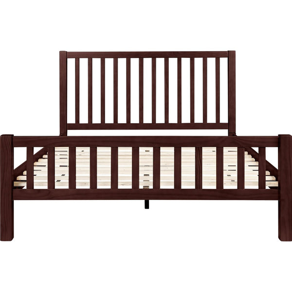 HomeRoots Brown Slat Back Solid Wood King Bed Frame – Durable Pine Design for Minimalist & Rustic Interiors 523643
