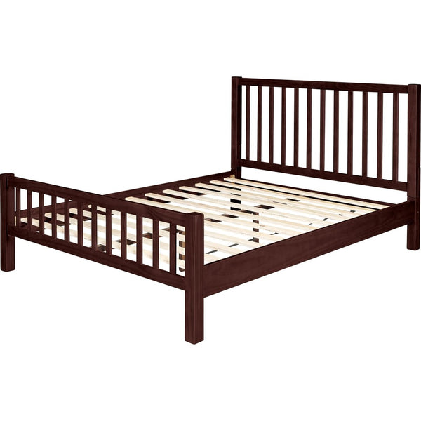 HomeRoots Brown Slat Back Solid Wood King Bed Frame – Durable Pine Design for Minimalist & Rustic Interiors 523643