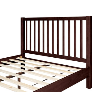 HomeRoots Brown Slat Back Solid Wood King Bed Frame – Durable Pine Design for Minimalist & Rustic Interiors 523643