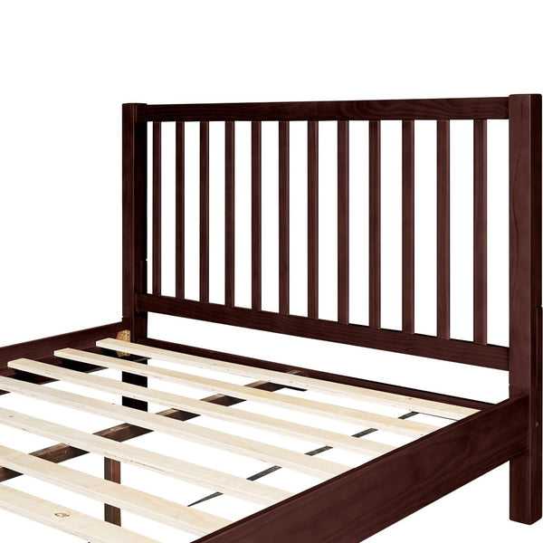 HomeRoots Brown Slat Back Solid Wood King Bed Frame – Durable Pine Design for Minimalist & Rustic Interiors 523643