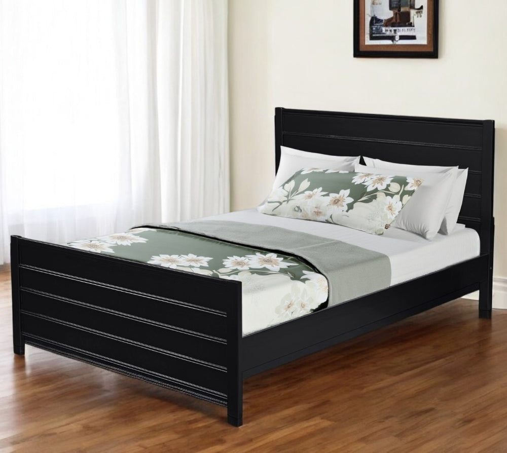 HomeRoots Black Solid Wood Bed Frame - Modern Design with Durable Pine Construction for a Stylish Bedroom Retreat Black Queen 523644