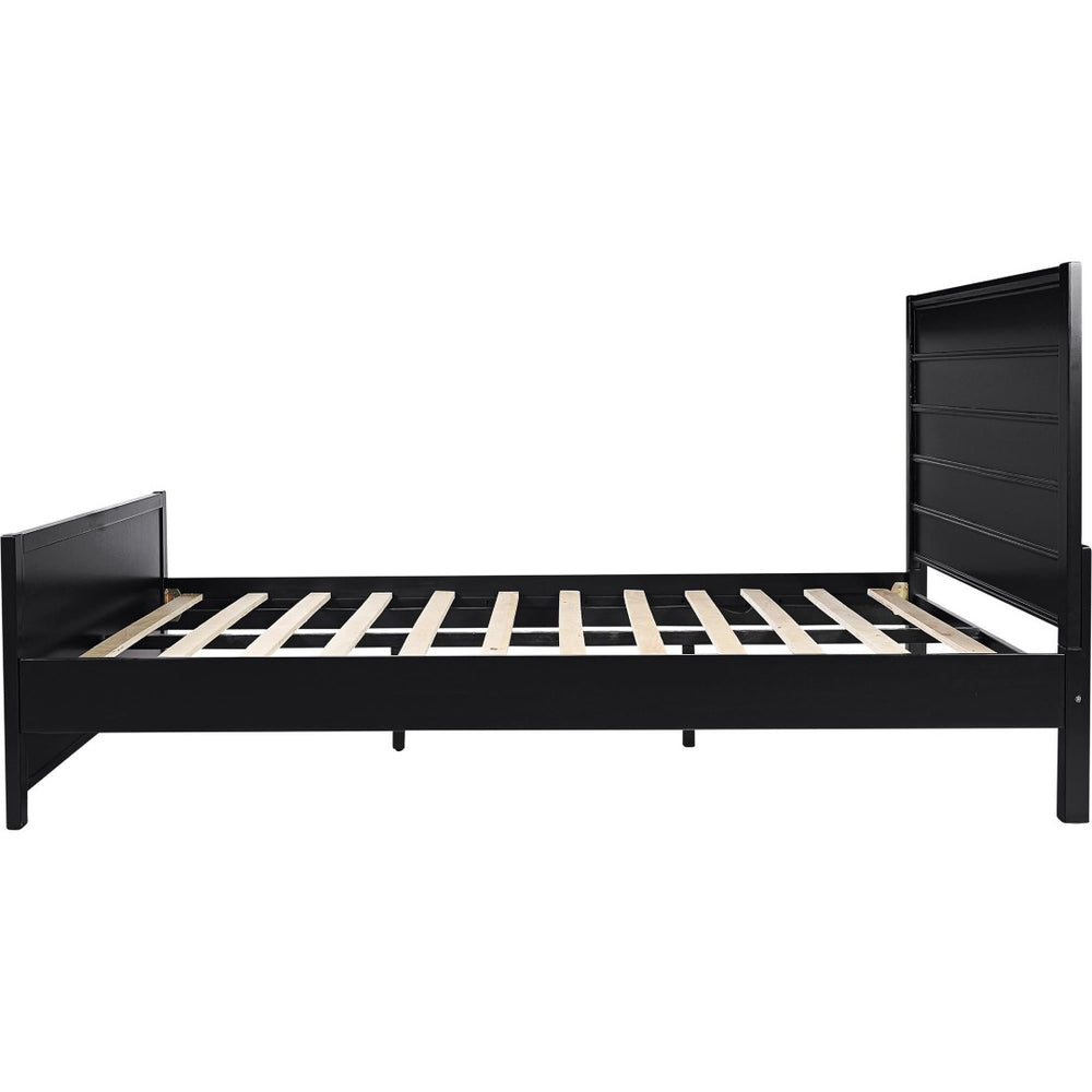 HomeRoots Black Solid Wood Bed Frame - Modern Design with Durable Pine Construction for a Stylish Bedroom Retreat Black Queen 523644