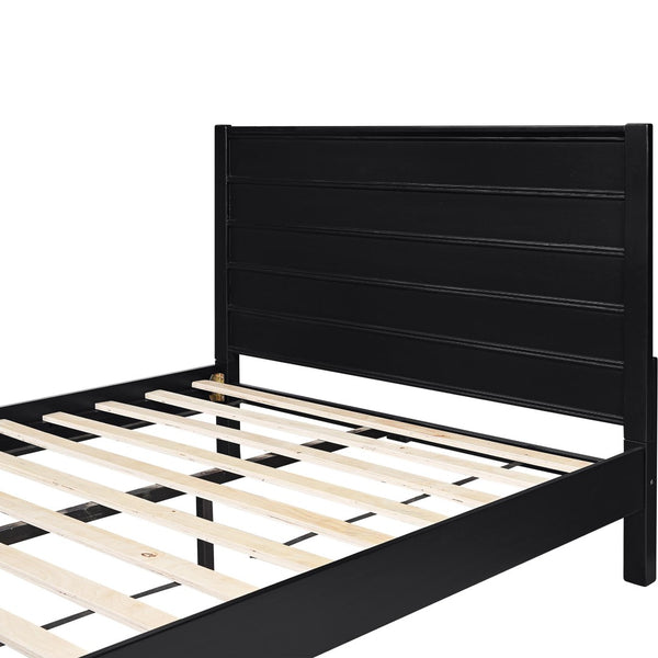 HomeRoots Black Solid Wood Bed Frame - Modern Design with Durable Pine Construction for a Stylish Bedroom Retreat Black Queen 523644