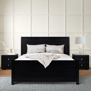 HomeRoots Black Solid Wood Bed Frame - Modern Design with Durable Pine Construction for a Stylish Bedroom Retreat Black King 523645