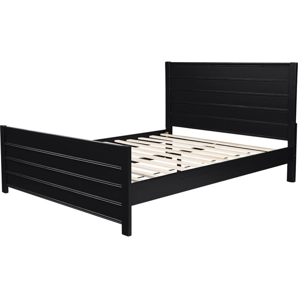 HomeRoots Black Solid Wood Bed Frame - Modern Design with Durable Pine Construction for a Stylish Bedroom Retreat Black King 523645