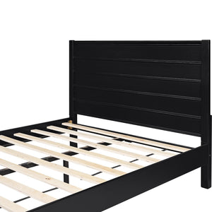 HomeRoots Black Solid Wood Bed Frame - Modern Design with Durable Pine Construction for a Stylish Bedroom Retreat Black King 523645