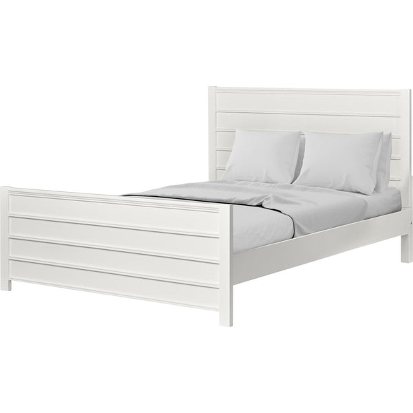 HomeRoots White Shiplap Textured Solid Pine Queen Bed Frame - Coastal Farmhouse Style, Sturdy & Elegant Design 523646