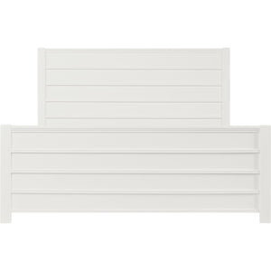 HomeRoots White Shiplap Textured Solid Pine Queen Bed Frame - Coastal Farmhouse Style, Sturdy & Elegant Design 523646