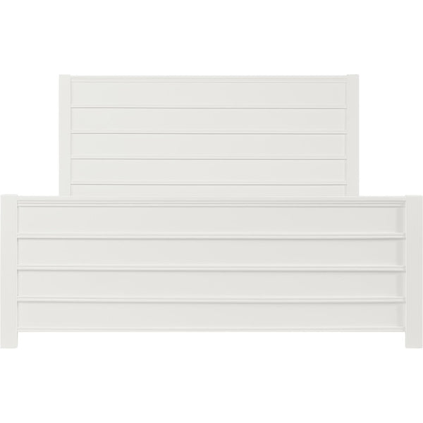 HomeRoots White Shiplap Textured Solid Pine Queen Bed Frame - Coastal Farmhouse Style, Sturdy & Elegant Design 523646