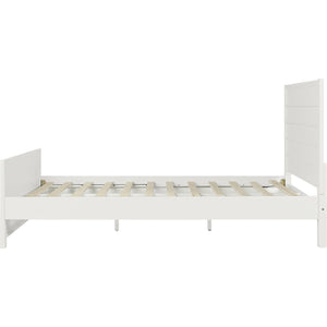 HomeRoots White Shiplap Textured Solid Pine Queen Bed Frame - Coastal Farmhouse Style, Sturdy & Elegant Design 523646