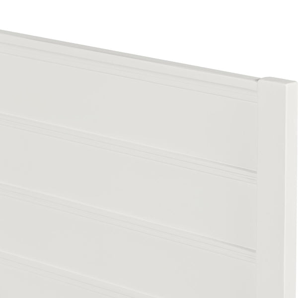 HomeRoots White Shiplap Textured Solid Pine Queen Bed Frame - Coastal Farmhouse Style, Sturdy & Elegant Design 523646