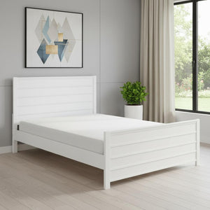 HomeRoots White Shiplap Textured Solid Wood King Bed Frame – Durable Pine, Rustic Charm for Cozy Bedrooms 523647