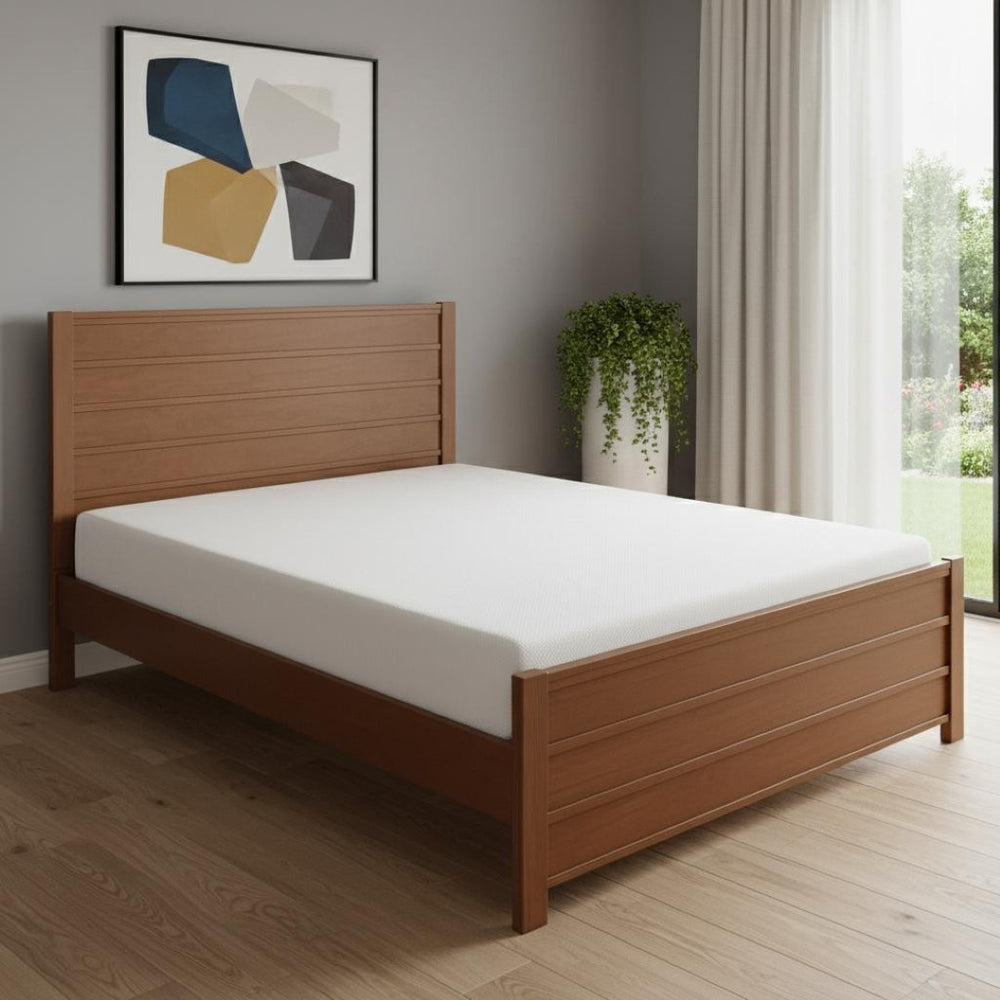 HomeRoots Brown Shiplap-Texture Solid Wood Queen Bed Frame - Rustic Charm, Durable Craftsmanship & Easy Setup 523648