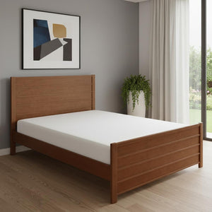 HomeRoots Brown Shiplap Texture King Bed Frame - Solid Pine Wood, Rustic Charm, Durable Slat Support & Style 523649