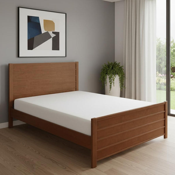 HomeRoots Brown Shiplap Texture King Bed Frame - Solid Pine Wood, Rustic Charm, Durable Slat Support & Style 523649