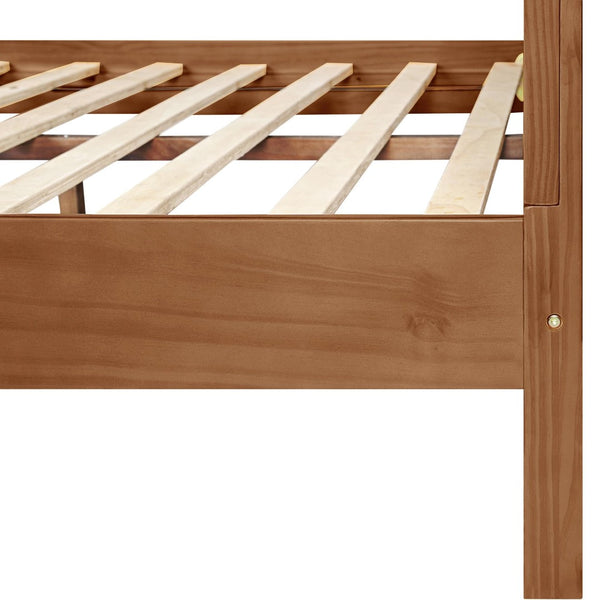 HomeRoots Brown Shiplap Texture King Bed Frame - Solid Pine Wood, Rustic Charm, Durable Slat Support & Style 523649