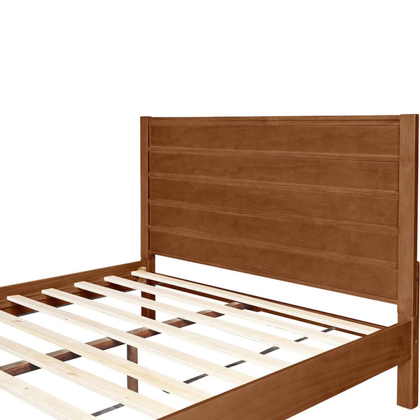 HomeRoots Brown Shiplap Texture King Bed Frame - Solid Pine Wood, Rustic Charm, Durable Slat Support & Style 523649