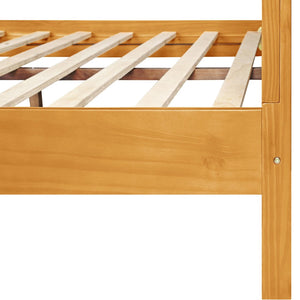 HomeRoots Black Solid Wood Bed Frame - Modern Design with Durable Pine Construction for a Stylish Bedroom Retreat Oak Queen 523650