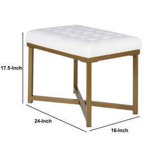 English Elm Metal X-base Bench Tufted Navy Velvet Seat Gold Frame Bedroom Entryway Glam White+Gold B056P417120