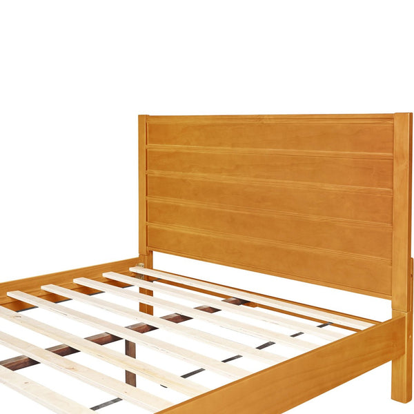 HomeRoots Black Solid Wood Bed Frame - Modern Design with Durable Pine Construction for a Stylish Bedroom Retreat Oak King 523651