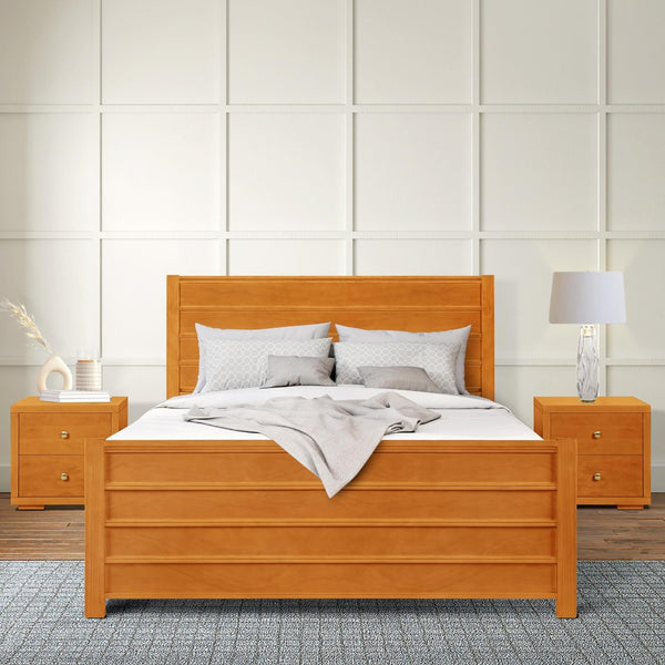 HomeRoots Black Solid Wood Bed Frame - Modern Design with Durable Pine Construction for a Stylish Bedroom Retreat Cherry King 523653