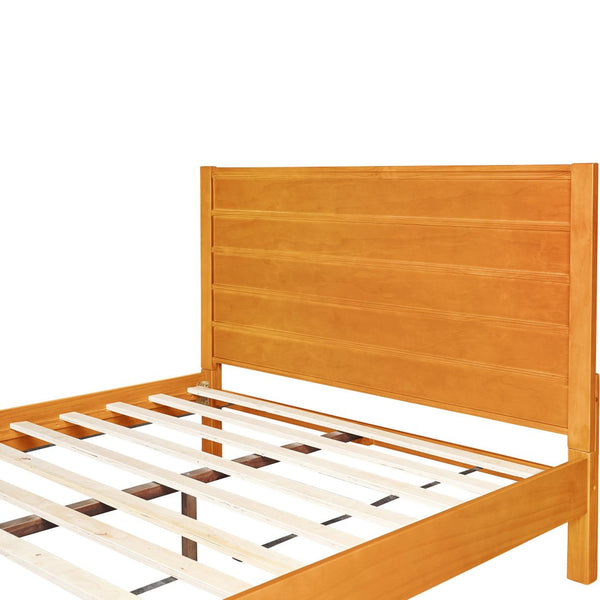 HomeRoots Black Solid Wood Bed Frame - Modern Design with Durable Pine Construction for a Stylish Bedroom Retreat Cherry King 523653