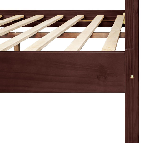 HomeRoots Brown Shiplap King Bed Frame – Rustic Solid Wood Design with Sturdy Slats for Lasting Comfort & Style 523655