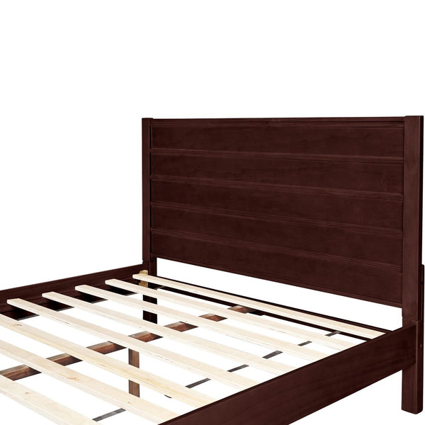 HomeRoots Brown Shiplap King Bed Frame – Rustic Solid Wood Design with Sturdy Slats for Lasting Comfort & Style 523655