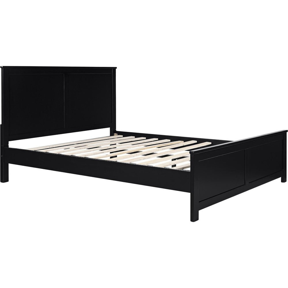 HomeRoots Black Solid Wood Queen Bed Frame - Timeless Design, Durable Support, Perfect for Any Bedroom Decor 523656