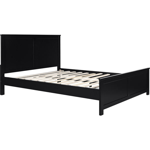 HomeRoots Black Solid Wood Queen Bed Frame - Timeless Design, Durable Support, Perfect for Any Bedroom Decor 523656