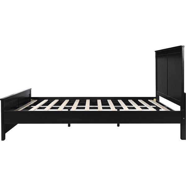 HomeRoots Black Solid Wood Queen Bed Frame - Timeless Design, Durable Support, Perfect for Any Bedroom Decor 523656