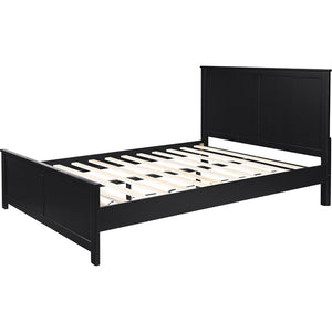 HomeRoots Black Solid Wood Queen Bed Frame - Timeless Design, Durable Support, Perfect for Any Bedroom Decor 523656