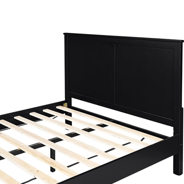 HomeRoots Black Solid Wood Queen Bed Frame - Timeless Design, Durable Support, Perfect for Any Bedroom Decor 523656