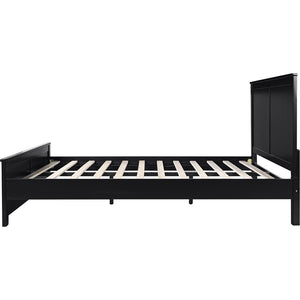 HomeRoots Black Solid Wood King Bed Frame - Elegant & Durable Pine Design for Timeless Bedroom Style & Comfort 523657