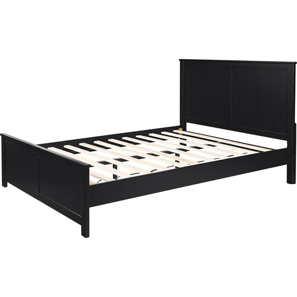 HomeRoots Black Solid Wood King Bed Frame - Elegant & Durable Pine Design for Timeless Bedroom Style & Comfort 523657