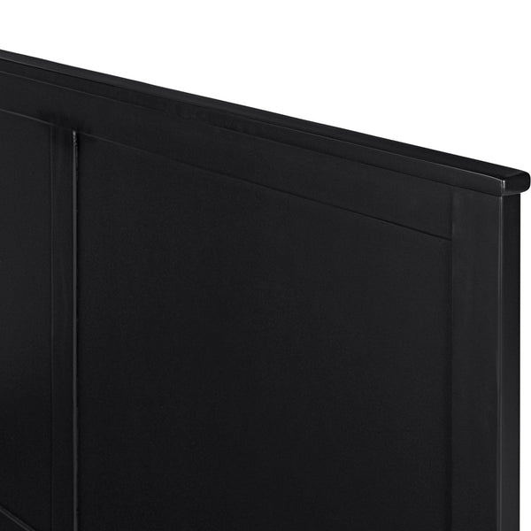 HomeRoots Black Solid Wood King Bed Frame - Elegant & Durable Pine Design for Timeless Bedroom Style & Comfort 523657