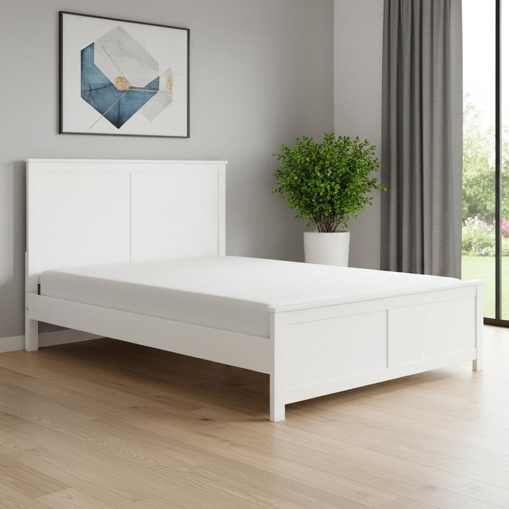 HomeRoots White Solid Wood Queen Bed Frame - Timeless Design, Durable Pine, Effortless Style, Easy Assembly! 523658