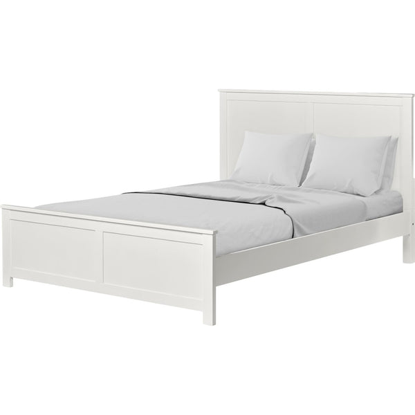 HomeRoots White Solid Wood King Bed Frame - Elegant Pine Design with Headboard, Footboard & 12 Support Slats 523659