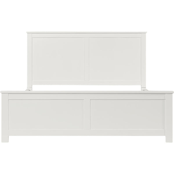 HomeRoots White Solid Wood King Bed Frame - Elegant Pine Design with Headboard, Footboard & 12 Support Slats 523659