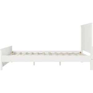 HomeRoots White Solid Wood King Bed Frame - Elegant Pine Design with Headboard, Footboard & 12 Support Slats 523659