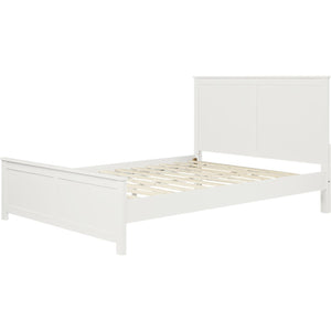 HomeRoots White Solid Wood King Bed Frame - Elegant Pine Design with Headboard, Footboard & 12 Support Slats 523659