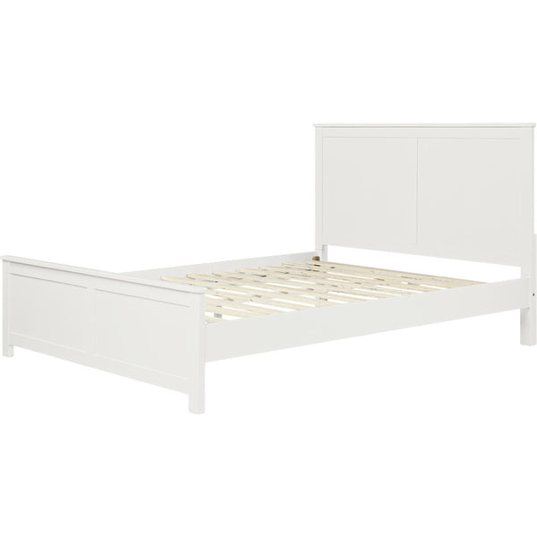 HomeRoots White Solid Wood King Bed Frame - Elegant Pine Design with Headboard, Footboard & 12 Support Slats 523659