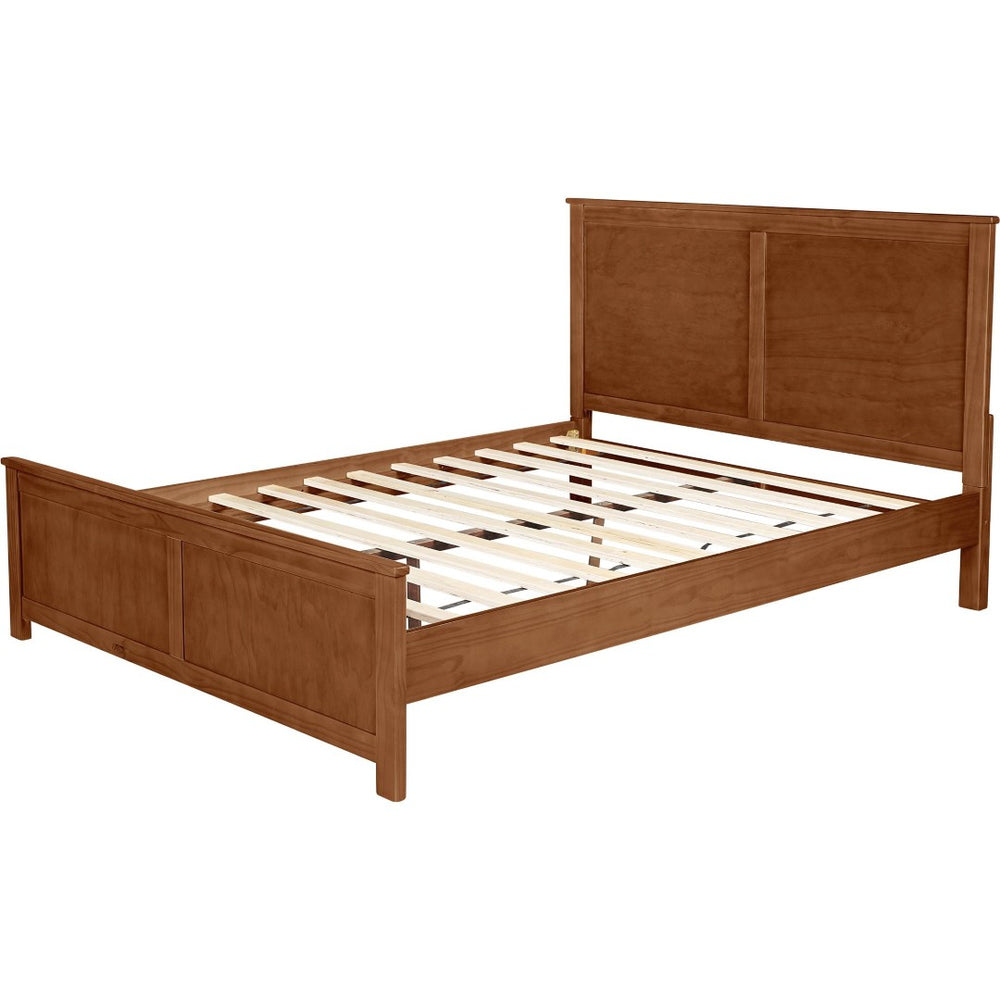 HomeRoots Brown Solid Wood Bed Frame - Modern Design with Durable Pine, 12 Slats, Under-Bed Storage, 800 lb Capacity Walnut Queen 523660