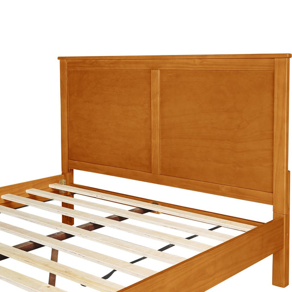 Homeroots Brown Solid Wood Queen Bed Frame – Stylish, Durable Design For A Luxurious Sleep Oasis In Your Home Oak Wood 523662