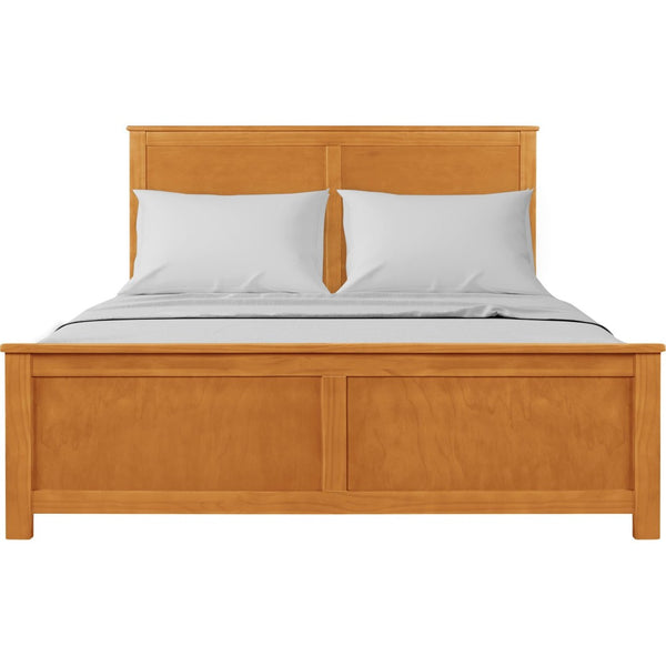 HomeRoots Brown Solid Wood Bed Frame - Modern Design with Durable Pine, 12 Slats, Under-Bed Storage, 800 lb Capacity Cherry Queen 523664