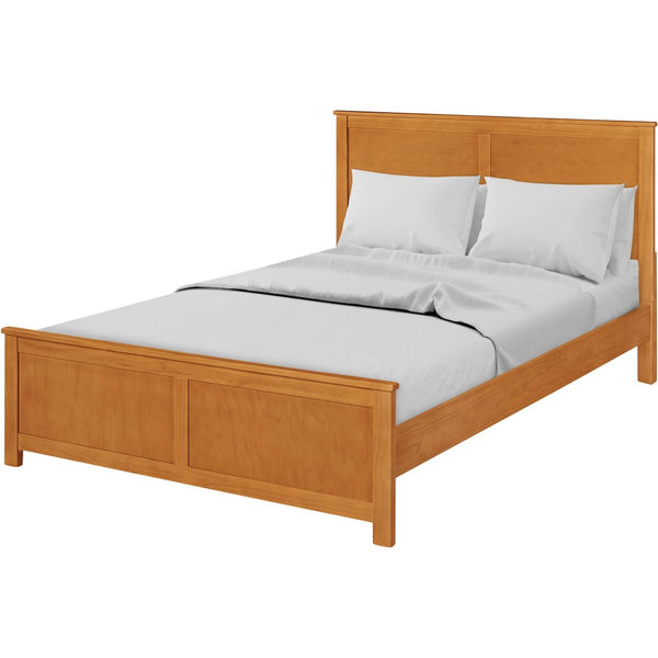HomeRoots Brown Solid Wood Bed Frame - Modern Design with Durable Pine, 12 Slats, Under-Bed Storage, 800 lb Capacity Cherry Queen 523664