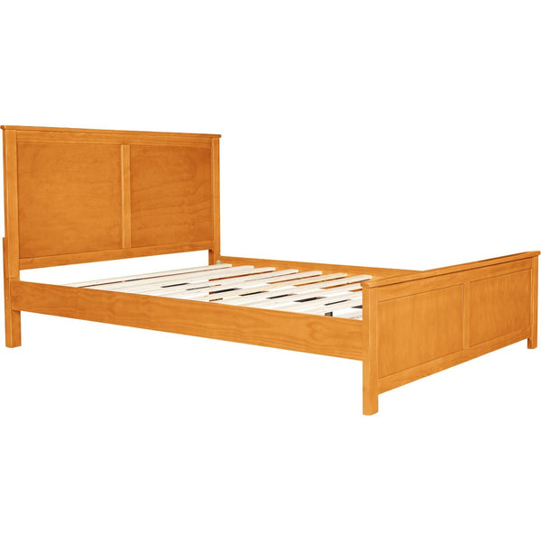 HomeRoots Brown Solid Wood Bed Frame - Modern Design with Durable Pine, 12 Slats, Under-Bed Storage, 800 lb Capacity Cherry King 523665