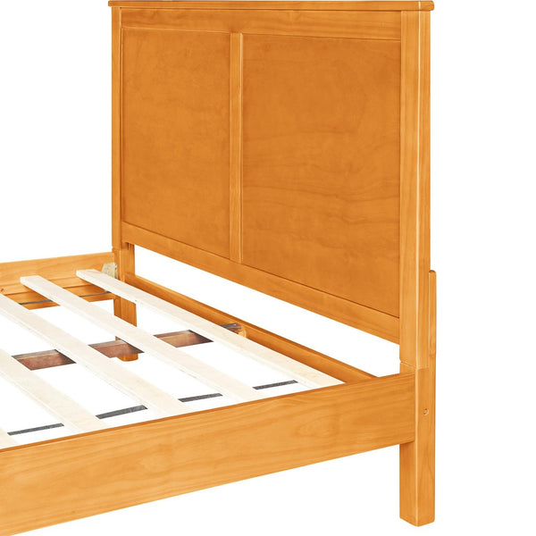 HomeRoots Brown Solid Wood Bed Frame - Modern Design with Durable Pine, 12 Slats, Under-Bed Storage, 800 lb Capacity Cherry King 523665