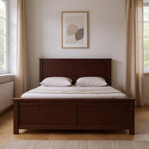 HomeRoots Brown Solid Wood Bed Frame - Modern Design with Durable Pine, 12 Slats, Under-Bed Storage, 800 lb Capacity Espresso King 523667